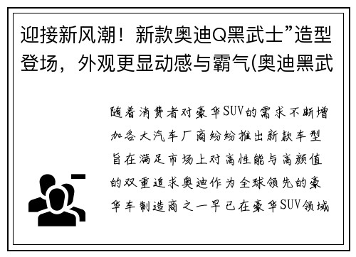迎接新风潮！新款奥迪Q黑武士”造型登场，外观更显动感与霸气(奥迪黑武士高清大图)