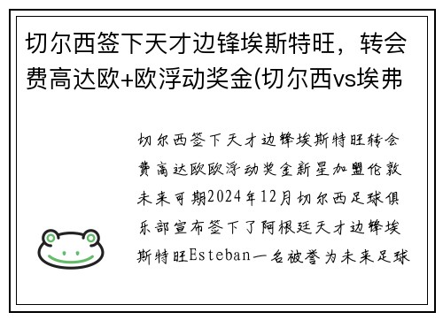 切尔西签下天才边锋埃斯特旺，转会费高达欧+欧浮动奖金(切尔西vs埃弗顿预测)